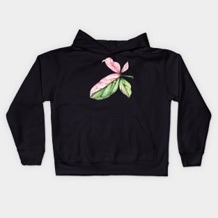 Syngonium Pink Splash Leaf Kids Hoodie